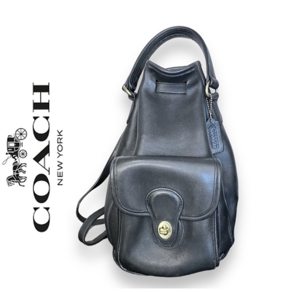 Coach 9992 Handle Backpack true vintage, black leather, gold tone hardware,13x11 - Picture 1 of 17